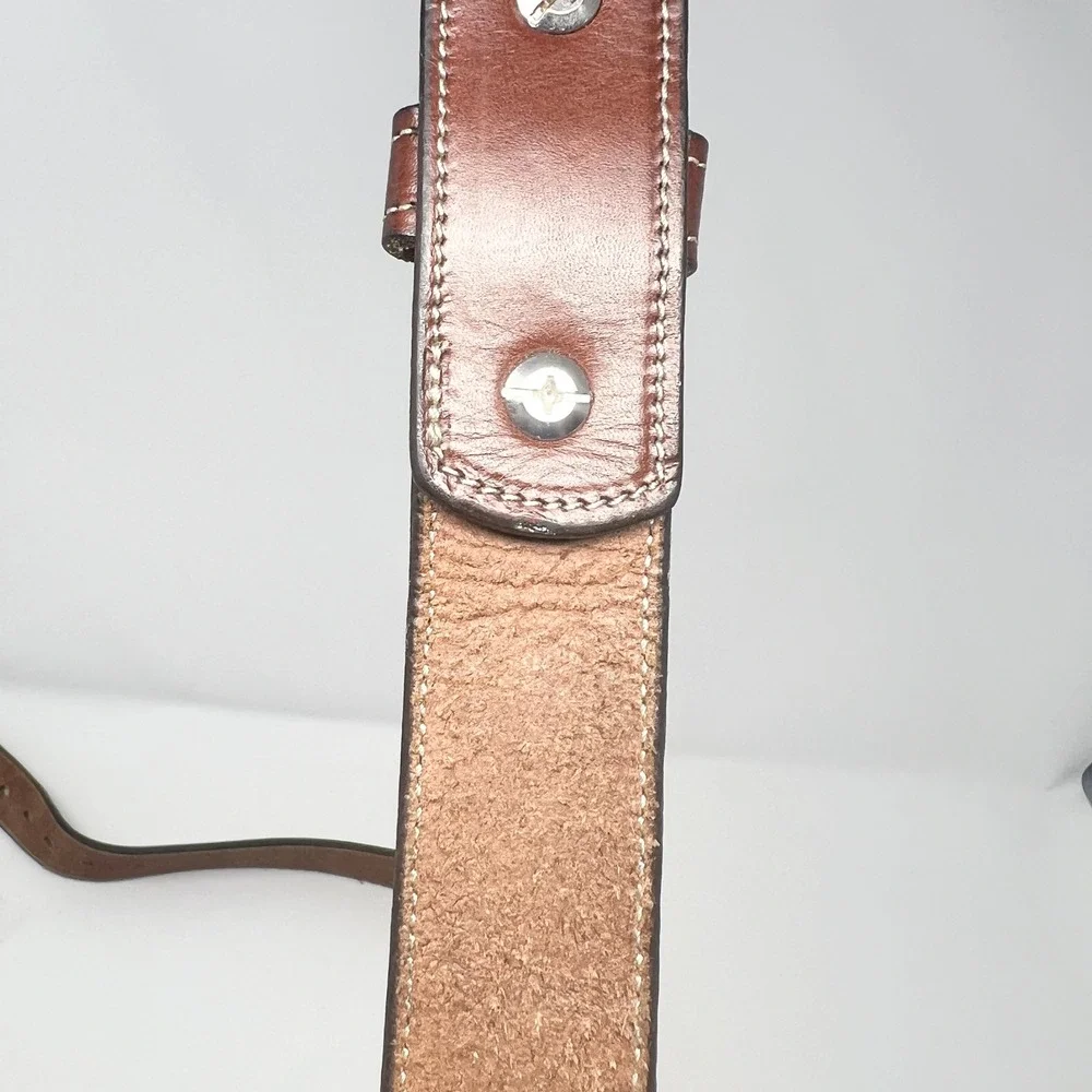 Hanks Belts 100 Year Belt Mens Sz. 50 Brown Full Grain Leather Roller Buckle USA